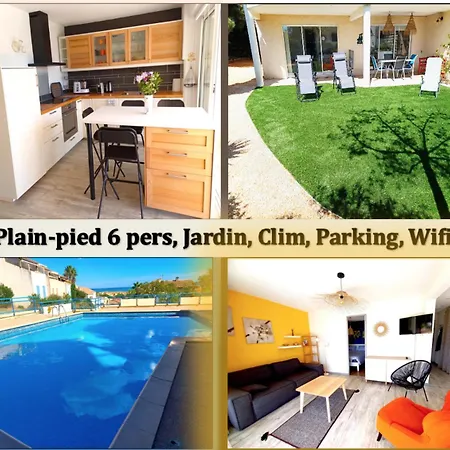 Plain-pied Jardin 6 Personnes Clim Vue Parking Wifi Terrasse Piscine Dans La Résidence Apartamento