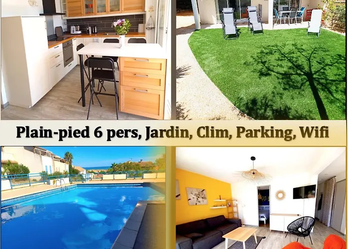 Plain-pied Jardin 6 Personnes Clim Vue Parking Wifi Terrasse Piscine Dans La 公寓
